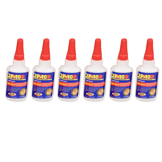 FastCap 2P-10 Professional 2 Oz Medium Super Glue Adhesive Bottles, 6-Pack