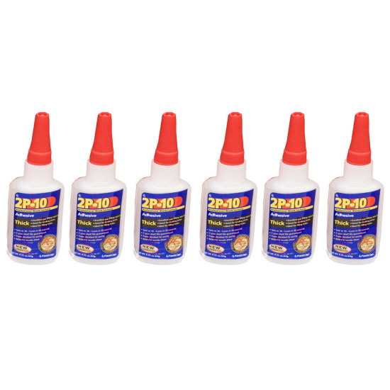 FastCap 2P-10 Professional 2 Oz Thick Super Glue Adhesive Bottles, 6-Pack