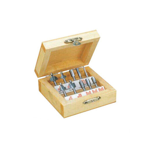 Proxxon 29020 Router Bit Set in Wooden Box, 10-Piece