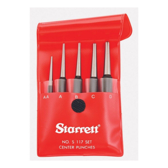 Starrett S117PC Center Punch Set, Set of 5 - Centering Tool for Machinists