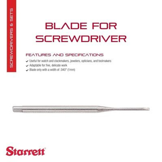 Starrett PT02449A Blade For Jewelers Screwdriver, 0.040" Head