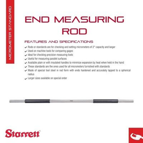 Starrett 234MA-500 End Measuring Rod with Insulated Handle and Spherical Ends