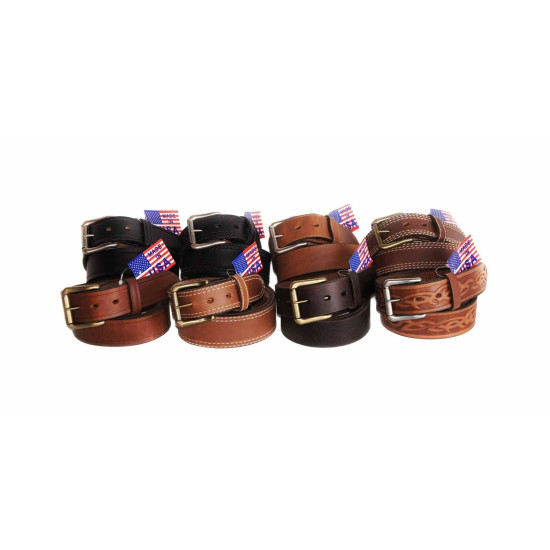 R.G. BULLCO USA RGB-124 Double Stitch Tan Leather Belt - Size 40
