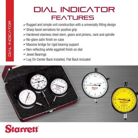 Starrett 25 Series Dial Indicator with Jewel Bearings - 25-631J