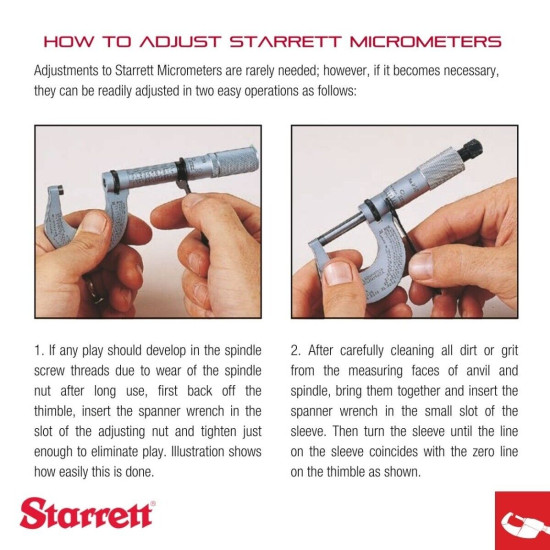 Starrett APT436.1XRL-2 Outside Micrometer, American Pride